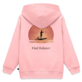 Sunset SUP – Tranquillité sur l’eau - Sweat Premium à capuche zippé enfant bio - rose - Dos - AI Model Kid Female (0cm)