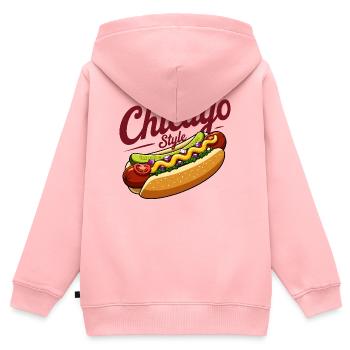 Klassisches Hotdog-Futterdesign im Chicago-Stil - Kinder Premium Organic Zip Hoodie - Rosa - Hinten - AI Model Kid Female (0cm)