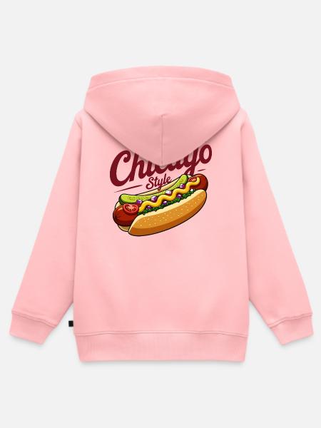 Klassisches Hotdog-Futterdesign im Chicago-Stil - Kinder Premium Organic Zip Hoodie - Rosa