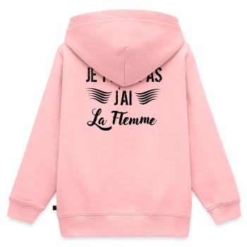 Ich kann nicht, ich bin faul - Kinder Premium Organic Zip Hoodie - Rosa - Hinten - AI Model Kid Female (0cm)