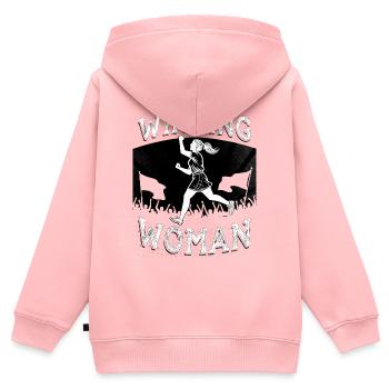 Winning Woman Run - Kinder Premium Organic Zip Hoodie - Rosa - Hinten - AI Model Kid Female (0cm)