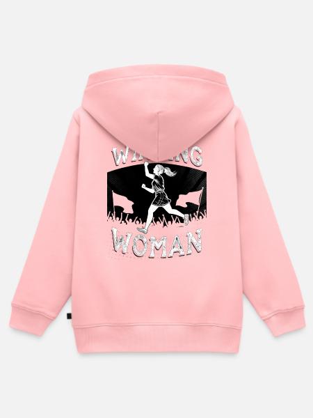 Winning Woman Run - Kinder Premium Organic Zip Hoodie - Rosa