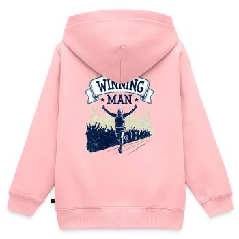 Coureurs gagnants | Homme gagnant - Sweat Premium à capuche zippé enfant bio - rose - Dos - AI Model Kid Female (0cm)