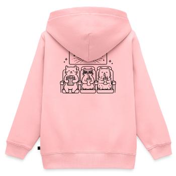 Katzen Kino Line Art - Kinder Premium Organic Zip Hoodie - Rosa - Hinten - AI Model Kid Female (0cm)