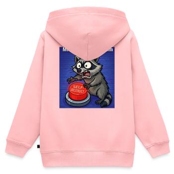 Raccoon Self-Destruct Meme - Kids Premium Organic Zip-up Hoodie - rose - Back - AI Model Kid Female (0cm)