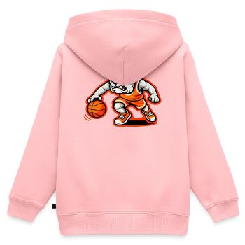 Mascotte de dribble puissant du basketball des Bulldogs - Sweat Premium à capuche zippé enfant bio - rose - Dos - AI Model Kid Female (0cm)