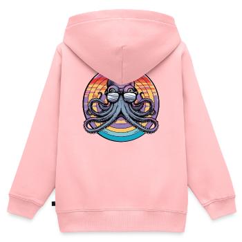 Octopus Retro Surf - Kinder Premium Organic Zip Hoodie - Rosa - Hinten - AI Model Kid Female (0cm)
