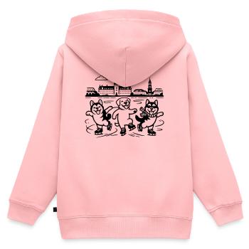 Art de lignes mimaliste du patinage artistique - Sweat Premium à capuche zippé enfant bio - rose - Dos - AI Model Kid Female (0cm)