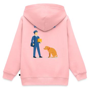 Sir Postman vs. Hund: Überlegener Lieferheld - Kinder Premium Organic Zip Hoodie - Rosa - Hinten - AI Model Kid Female (0cm)