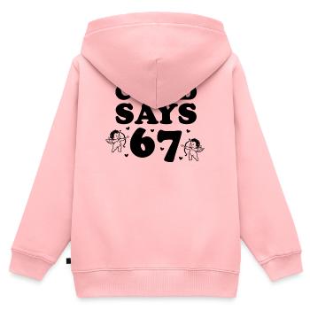 Cupid Says 67 – großes Schriftmotiv - Kinder Premium Organic Zip Hoodie - Rosa - Hinten - AI Model Kid Female (0cm)