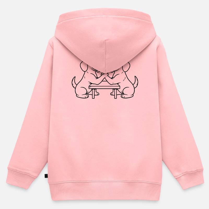 Teckel Bras de fer Bras de fer - Sweat Premium à capuche zippé enfant bio - rose