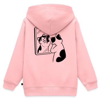 Selfie dans le miroir du chat - Sweat Premium à capuche zippé enfant bio - rose - Dos - AI Model Kid Female (0cm)