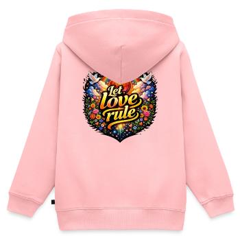 Lass die Liebe herrschen - Kinder Premium Organic Zip Hoodie - Rosa - Hinten - AI Model Kid Female (0cm)