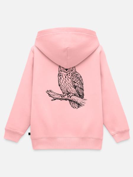 Eule auf Ast - Kinder Premium Organic Zip Hoodie - Rosa