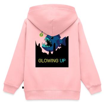 Glowing Up 8th Birthday Frogfish - Kids Premium Organic Zip-up Hoodie - rose - Back - AI Model Kid Female (0cm)