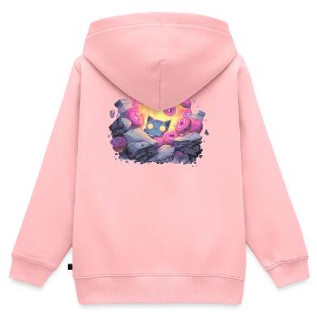 Grotte de Donut en Cristal de Chat en lumière néon - Sweat Premium à capuche zippé enfant bio - rose - Dos - AI Model Kid Female (0cm)