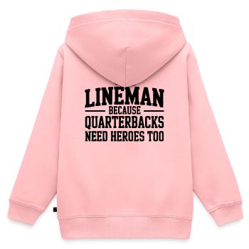 Lineman parce que les quarterbacks ont aussi besoin de héros - Sweat Premium à capuche zippé enfant bio - rose - Dos - AI Model Kid Female (0cm)