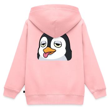 Lustiger Pinguin Cartoon Genervt Zunge Rausstrecke - Kinder Premium Organic Zip Hoodie - Rosa - Hinten - AI Model Kid Female (0cm)