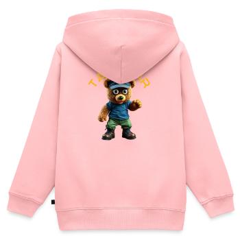 Tanzbär Maskottchen - Kinder Premium Organic Zip Hoodie - Rosa - Hinten - AI Model Kid Female (0cm)