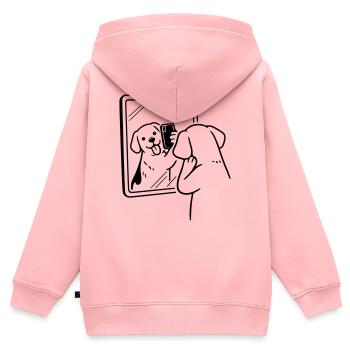 Chien Selfie Chien - Sweat Premium à capuche zippé enfant bio - rose - Dos - AI Model Kid Female (0cm)
