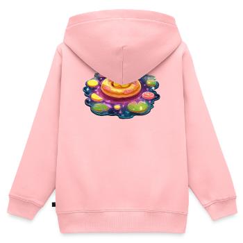 Des canards donuts dans le lac Galaxy - Sweat Premium à capuche zippé enfant bio - rose - Dos - AI Model Kid Female (0cm)