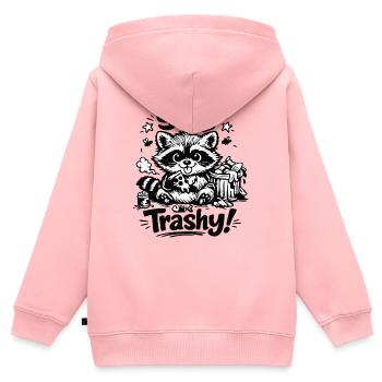 Motif de griffonnage de raton laveur trash - Sweat Premium à capuche zippé enfant bio - rose - Dos - AI Model Kid Female (0cm)