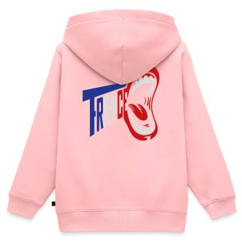 Typographie rétro de Trance Scream - Sweat Premium à capuche zippé enfant bio - rose - Dos - AI Model Kid Female (0cm)