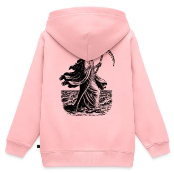 Skelett mit der Sense am Meer - Kinder Premium Organic Zip Hoodie - Rosa - Hinten - AI Model Kid Female (0cm)