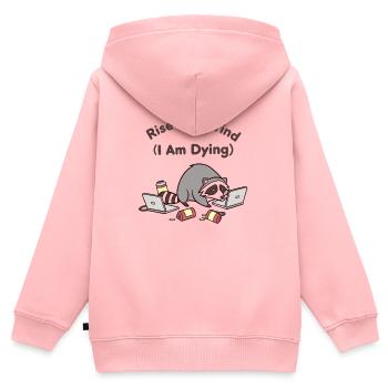 Aufstehen Hustle und Grind Waschbär Shirt - Kinder Premium Organic Zip Hoodie - Rosa - Hinten - AI Model Kid Female (0cm)