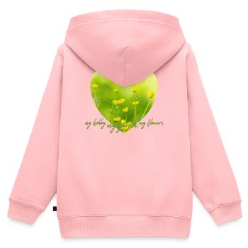 Gelbes Blumenherz mit gelben Blumen Gartenlook - Kinder Premium Organic Zip Hoodie - Rosa - Hinten - AI Model Kid Female (0cm)