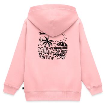 Stranddesign - Kinder Premium Organic Zip Hoodie - Rosa - Hinten - AI Model Kid Female (0cm)