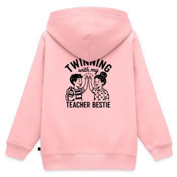 Partnerschaft mit meiner besten Lehrerin - Kinder Premium Organic Zip Hoodie - Rosa - Hinten - AI Model Kid Female (0cm)