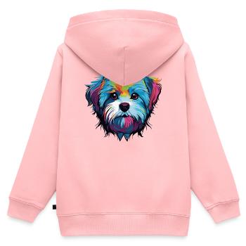 Hund Comic Hundekopf - Kinder Premium Organic Zip Hoodie - Rosa - Hinten - AI Model Kid Female (0cm)