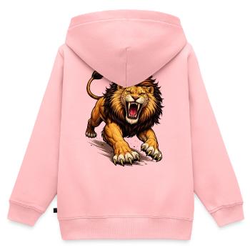 Fierce Lion Comic - Kids Premium Organic Zip-up Hoodie - rose - Back - AI Model Kid Female (0cm)