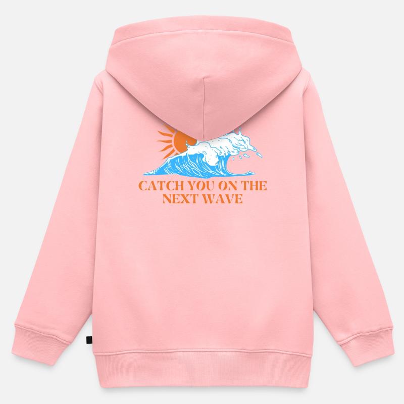 catch the next wave - Sweat Premium à capuche zippé enfant bio - rose