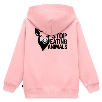 Schweinekopf Protest Stoppt Tieressen - Kinder Premium Organic Zip Hoodie - Rosa - Hinten - AI Model Kid Female (0cm)