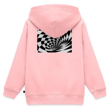 Hypnotische Schwarz-Weiß-Spirale - Kinder Premium Organic Zip Hoodie - Rosa - Hinten - AI Model Kid Female (0cm)