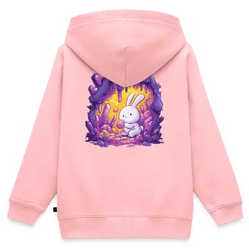 Le lapin dans la grotte de cristal - Sweat Premium à capuche zippé enfant bio - rose - Dos - AI Model Kid Female (0cm)
