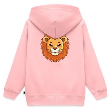 Löwenkopf Karikatur - Kinder Premium Organic Zip Hoodie - Rosa - Hinten - AI Model Kid Female (0cm)