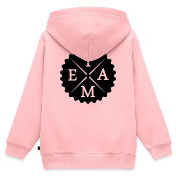 Équipe - Sweat Premium à capuche zippé enfant bio - rose - Dos - AI Model Kid Female (0cm)