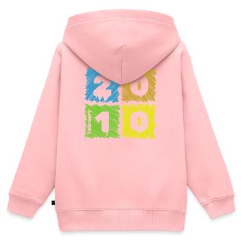 16. Geburtstag Farbige Patches since 02/2010 - Kinder Premium Organic Zip Hoodie - Rosa - Hinten - AI Model Kid Female (0cm)