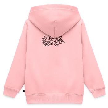Art géométrique au trait de hérisson - Sweat Premium à capuche zippé enfant bio - rose - Dos - AI Model Kid Female (0cm)
