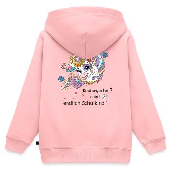 Enfin écolier - Sweat Premium à capuche zippé enfant bio - rose - Dos - AI Model Kid Female (0cm)