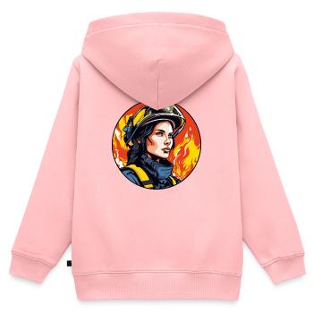 Feuerwehr  Feuerwehrfrau - Kinder Premium Organic Zip Hoodie - Rosa - Hinten - AI Model Kid Female (0cm)