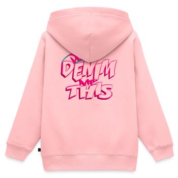 Verwandle mich nicht in eine Jeans. - Kinder Premium Organic Zip Hoodie - Rosa - Hinten - AI Model Kid Female (0cm)