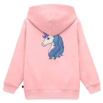 Pastel Unicorn Mane Portrait - Kids Premium Organic Zip-up Hoodie - rose - Back - AI Model Kid Female (0cm)