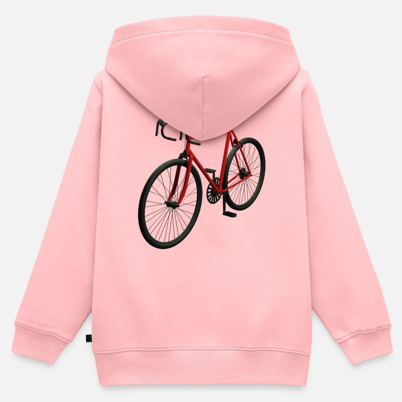 Vélo de route rétro - Sweat Premium à capuche zippé enfant bio - rose