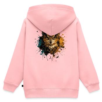 Eule Aquarell – Color Splash Tierkunst - Kinder Premium Organic Zip Hoodie - Rosa - Hinten - AI Model Kid Female (0cm)