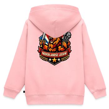 Holländischer Löwe mit Schwert und Rauch - Kinder Premium Organic Zip Hoodie - Rosa - Hinten - AI Model Kid Female (0cm)