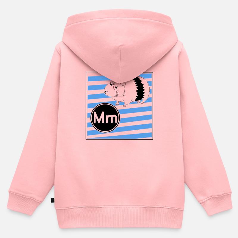 M pour cochon d’Inde - Sweat Premium à capuche zippé enfant bio - rose